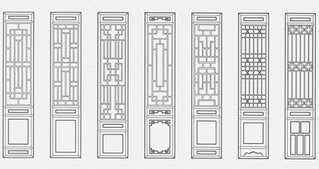 华南热作学院常用中式仿古花窗图案隔断设计图