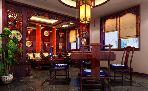 华南热作学院古典中式风格茶楼包间设计装修效果图