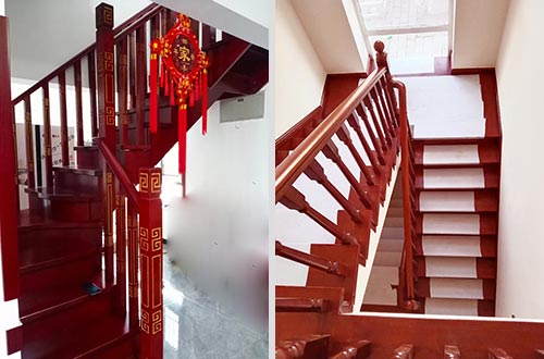 华南热作学院自建别墅中式实木楼梯全屋定制设计效果图